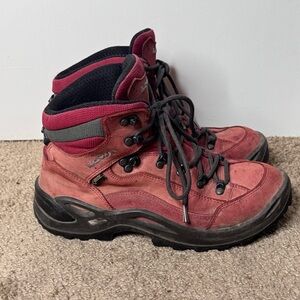 Lowa Renegade GTX Gore-Tex Boots Womens 9 Red Outdoor Hiking Lace Up Logo